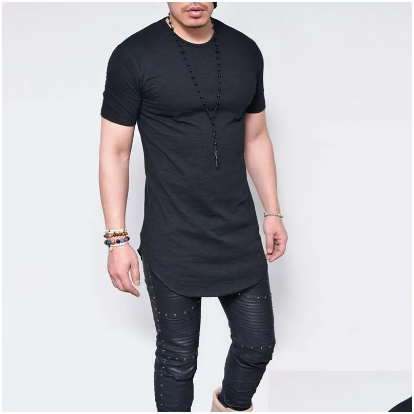 hot style 2019 men new round collar short sleeve t shirt men in the long europe and united states shirts