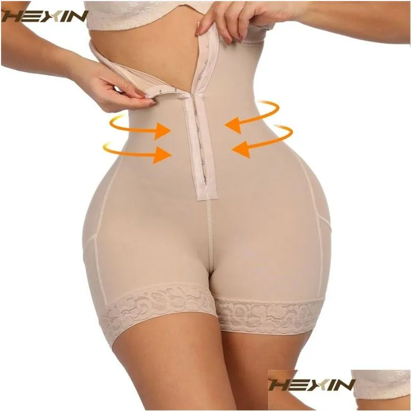 waist tummy shaper hexin breasted lace butt lifter high waist trainer body shapewear women fajas slimming underwear control panties