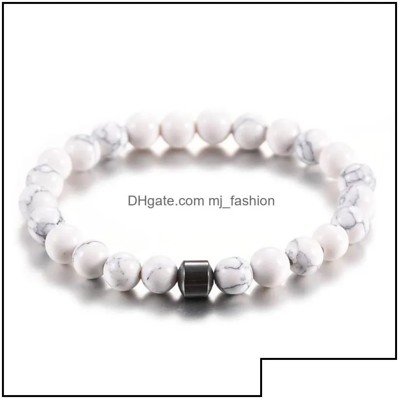 beaded strands bracelets jewelry 8mm black lava stone howlite tiger eye hematite bead braclets  oil diffuser bracelet for women