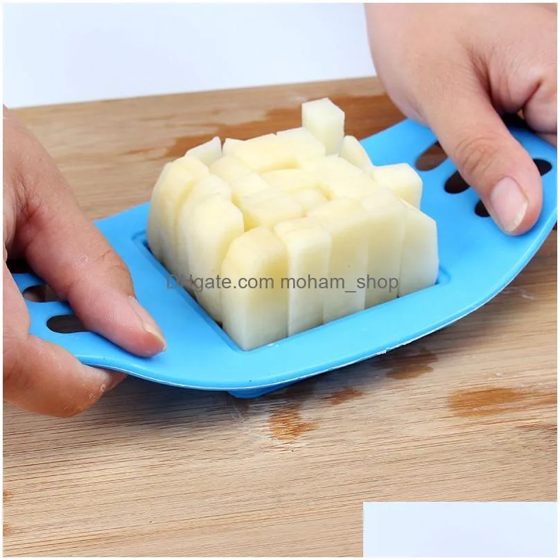 stainless steel potato cutter french fry cutters plastic vegetable potato slicer chopper kitchen cooking tool potato chip slicer dbc