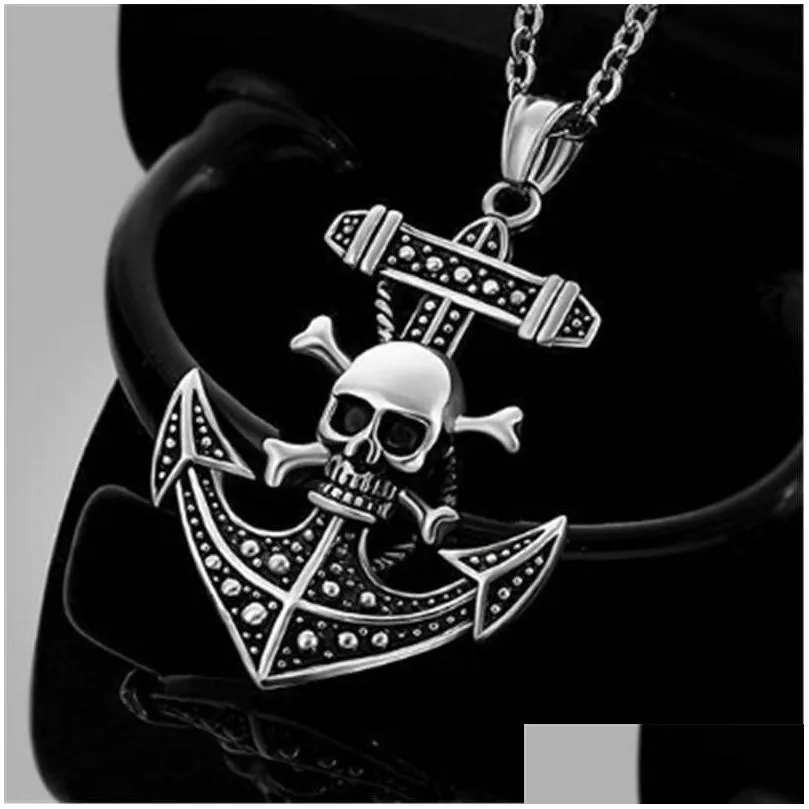 chains stainless steel sea anchor sailor men necklaces chain pendants punk rock hip hop unique for male boy fashion jewelry gifts