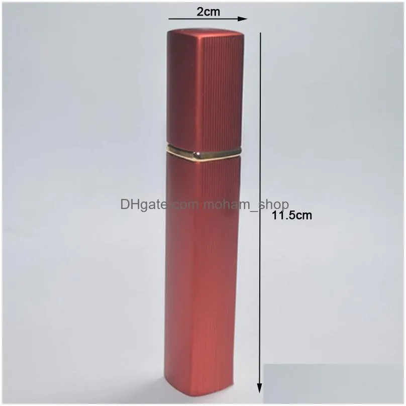 12ml spray perfume bottle travel refillable empty cosmetic container square perfume bottle atomizer aluminum refillable bottles dbc