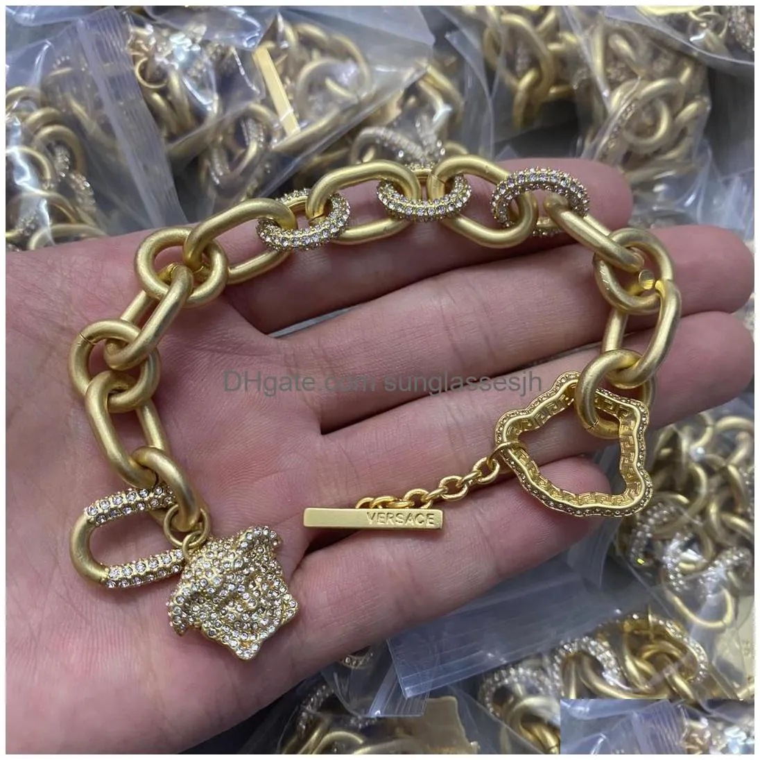 europe america style bracelets thick chain bangle greece meander pattern banshe  portrait 18k gold plated jewelry women festive party gifts mb3