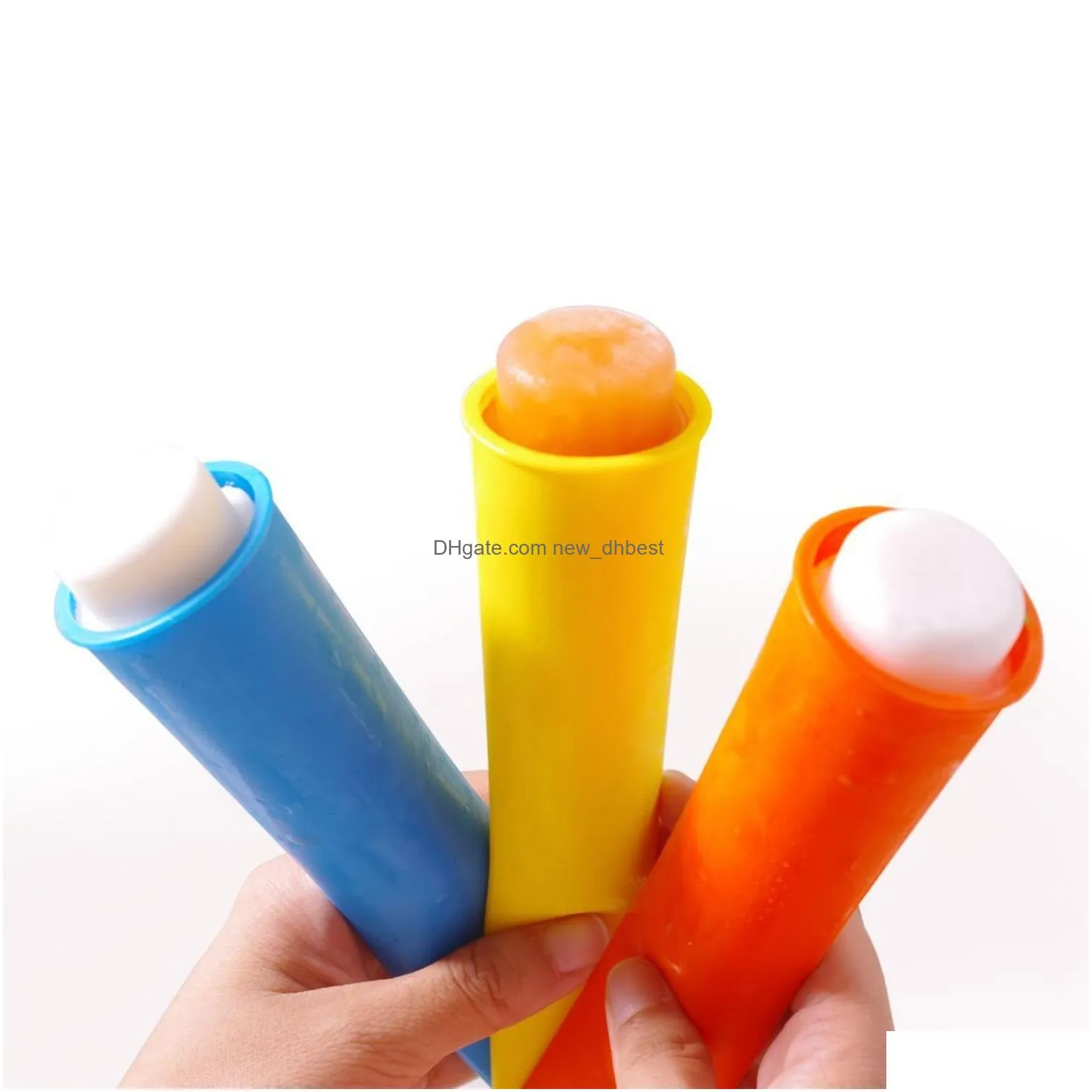 6 color diy silicone frozen ice cream old popsicle mold with cover kitchen tools food grade children ice  maker molds dh0402