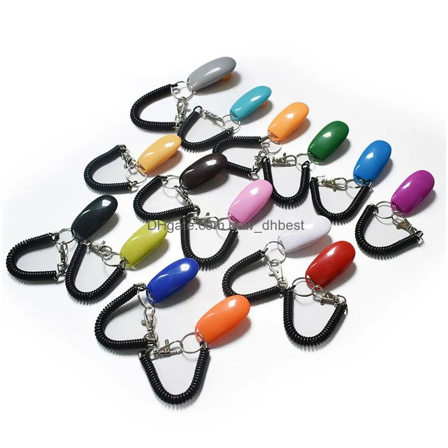 portable adjustable sound key chain and wrist strap training clicker multi color pet dog outdoor training clicker whistle dh0649 t03