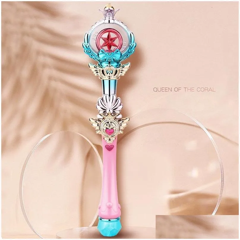 led rave toy luminous toys electric lights music girl childrens hand hold starry sky magic wand scepter plastic princess queen play role toy