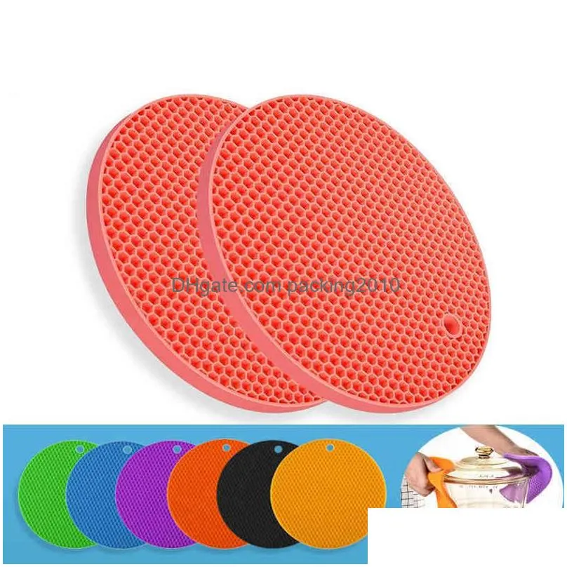 honeycomb multifunctional round heat resistant cup silicone mat coasters non-slip pot holder table placemat kitchen accessories tool