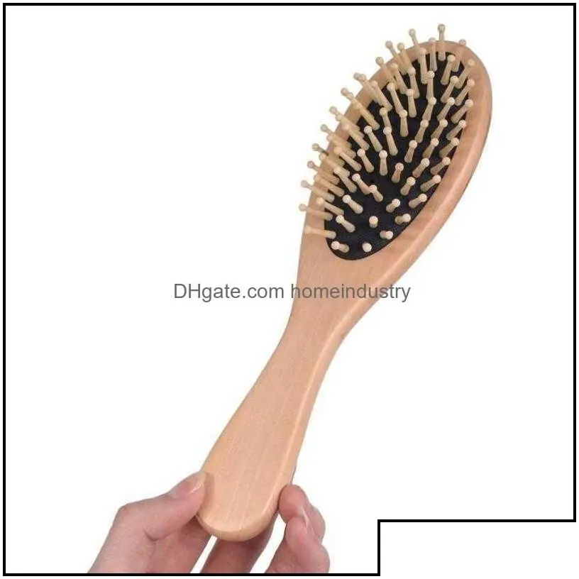 hair brushes bamboo bristles detangling wooden hair brush wet or dry oval hairbrush 16x4.5x3cm for women men drop delivery 2021 produ