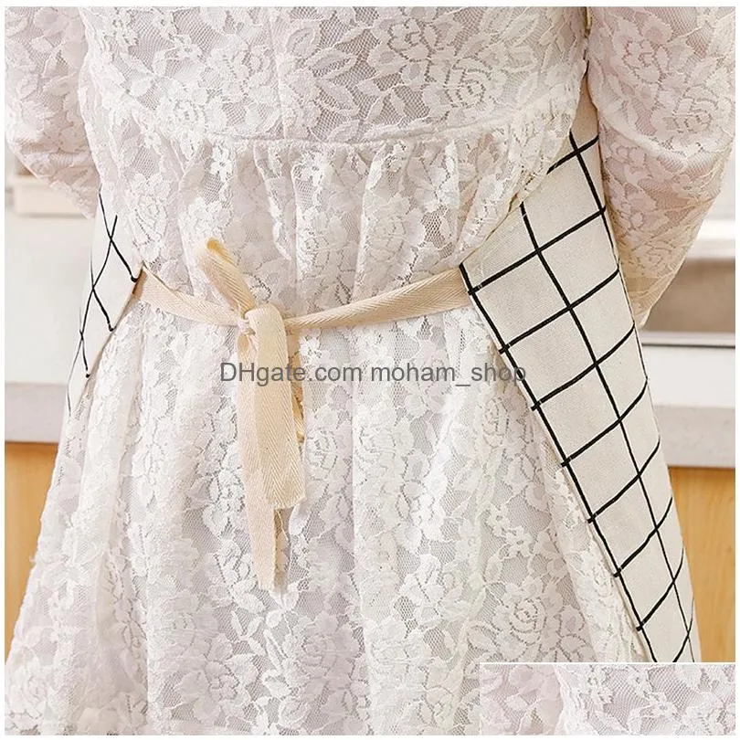wholesale plaid print apron bibs sleeveless soft women home cooking baking party cleaning aprons kitchen cooking accessories dh0719