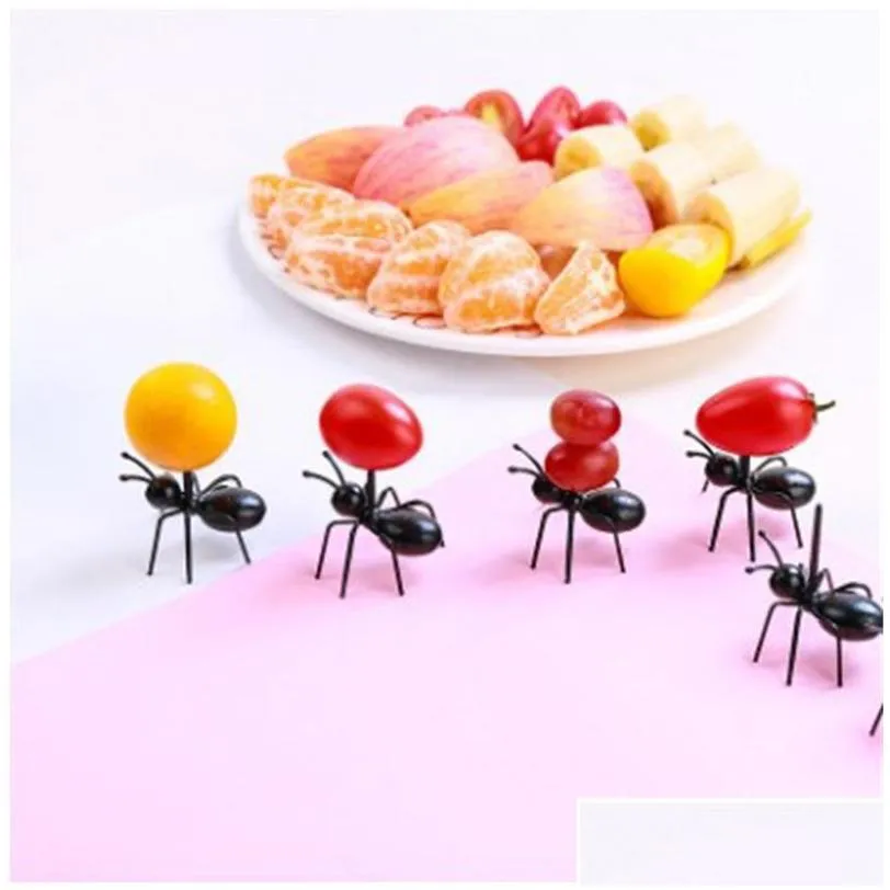 ant toothpicks fruit dessert fork 12pcs/lot reusable animal appetizer forks for snack cake for kitchen wedding birthday party