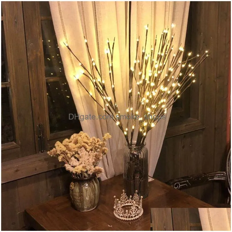 led willow branch lamp 20 bulbs battery powered light string vase filler willow twig light branch home party christmas decoration dbc