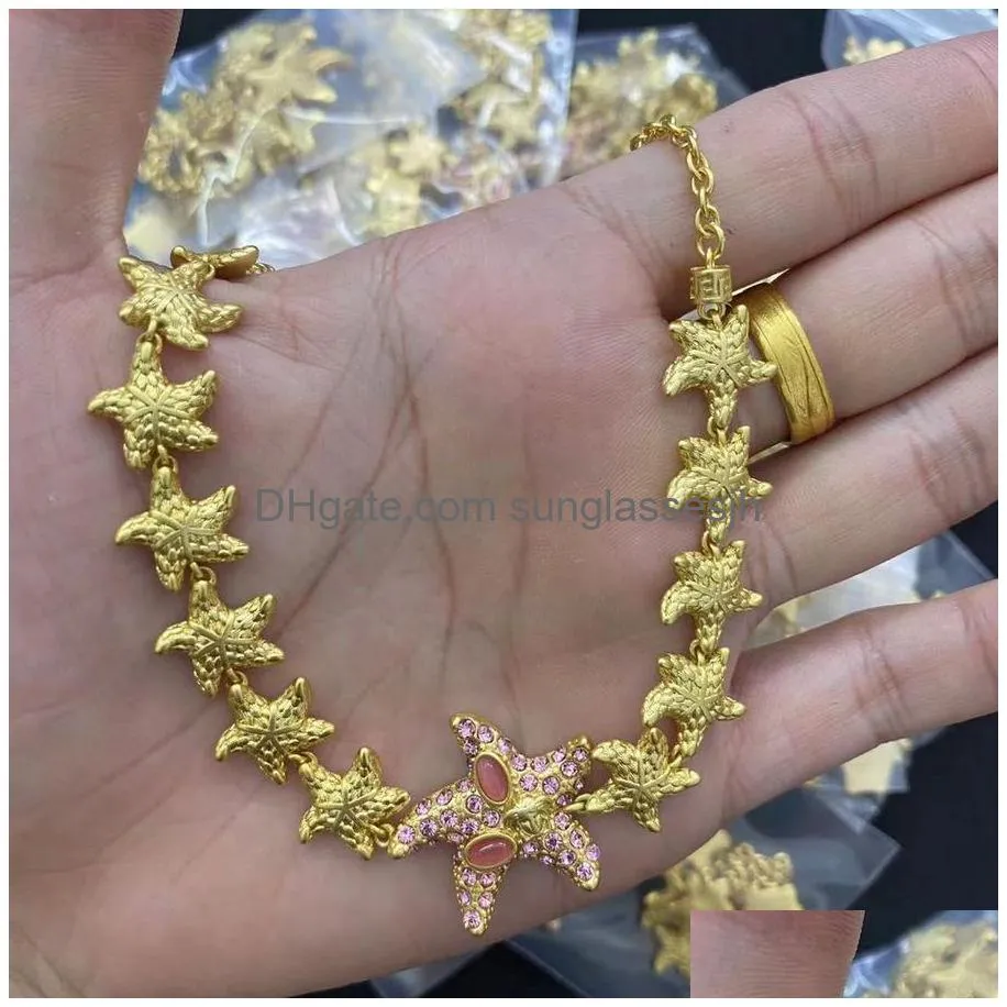 fashion designed necklaces bracelet earring starfish pendant sea travel holiday style banshee  head portrait 18k gold plated designer jewelry