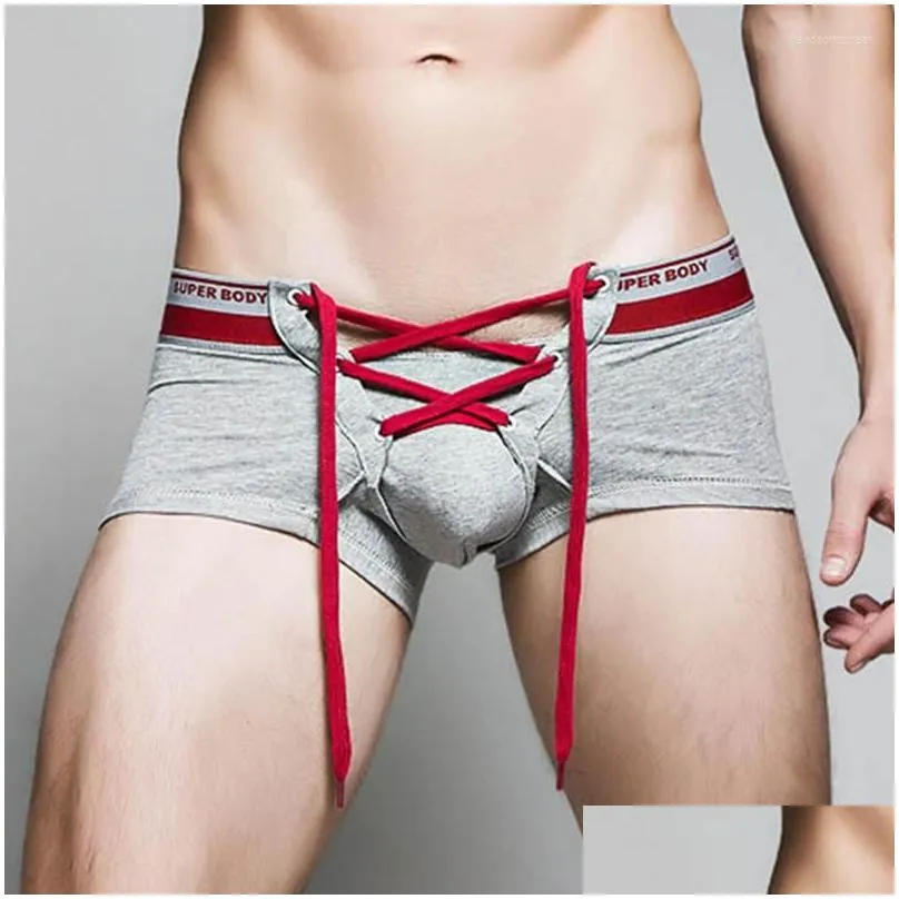 mens drawstring sexy underwear boxers cotton boxers shorts penis pouch designed underwear men boxers
