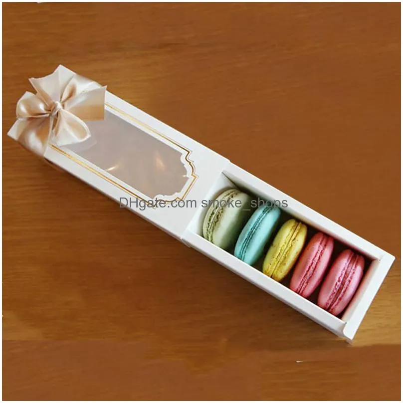 macaron packing boxes wedding party 5/10 pack cake storage biscuit clear window paper box cake decoration baking ornaments vt1889