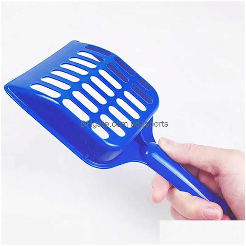 wholesale pet litter shovel plastic pet fecal cleaning spade with handle durable thicken cat litter scoop pets supplies 4 colors dbc