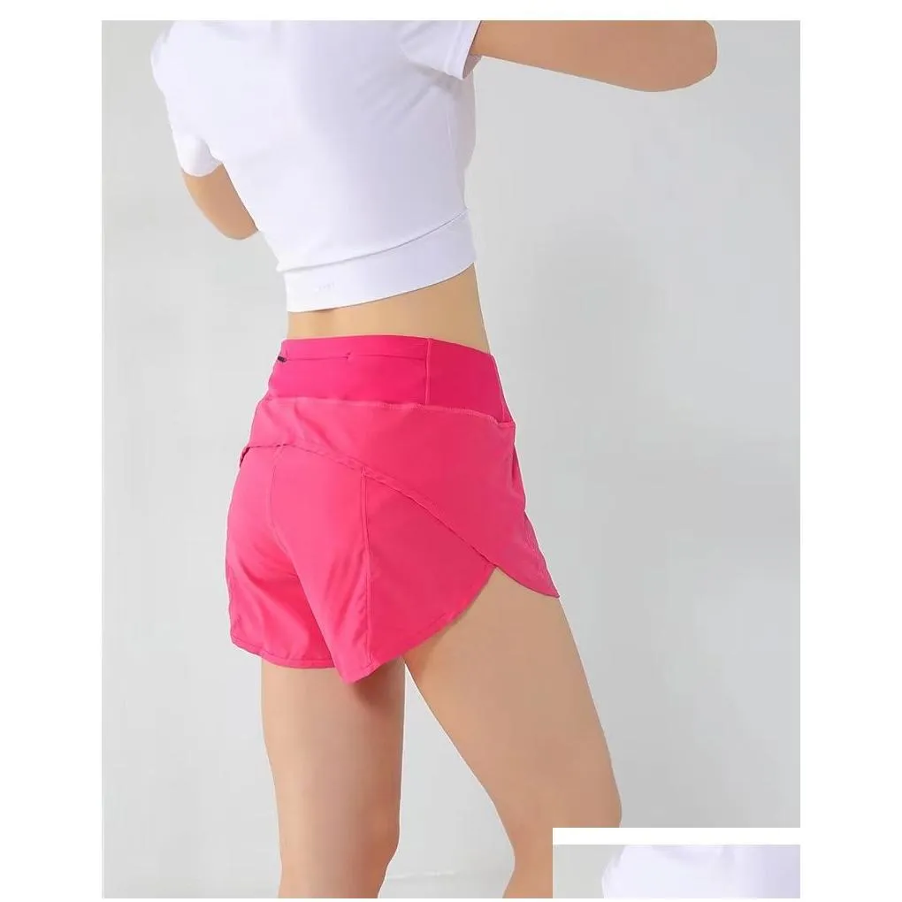 lu speed up womens yoga shorts logo high waist gym fitness training tights sport short pants fashion quick-drying solid trousers