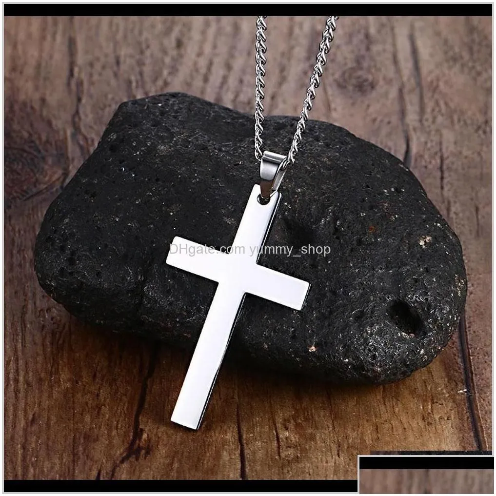 fashion stainless steel necklace for men women gold sier black link chain jesus cross pendant necklaces prayer jewelry cefdh zi6pf