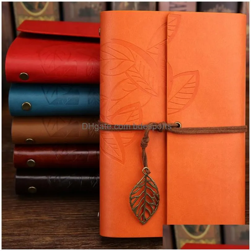 vintage students bandage notebook solid color pu cover leather journal travel diary books retro notepad note book stationery gift