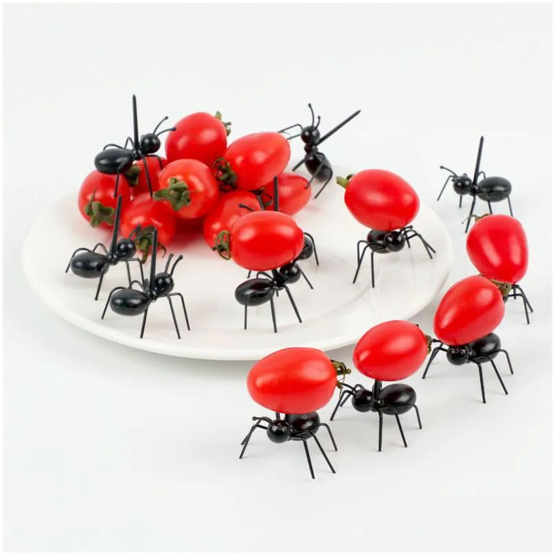 12pcs/set ants food fruit picks fork decoration eco friendly plastic toothpicks snack cake dessert forks party fruits picks