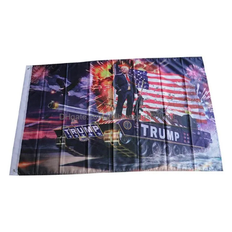 hanging 90x150cm digital print donald trump on the tank flag printing trump hanging 3x5ft large decor flag trump tank banners dh1033