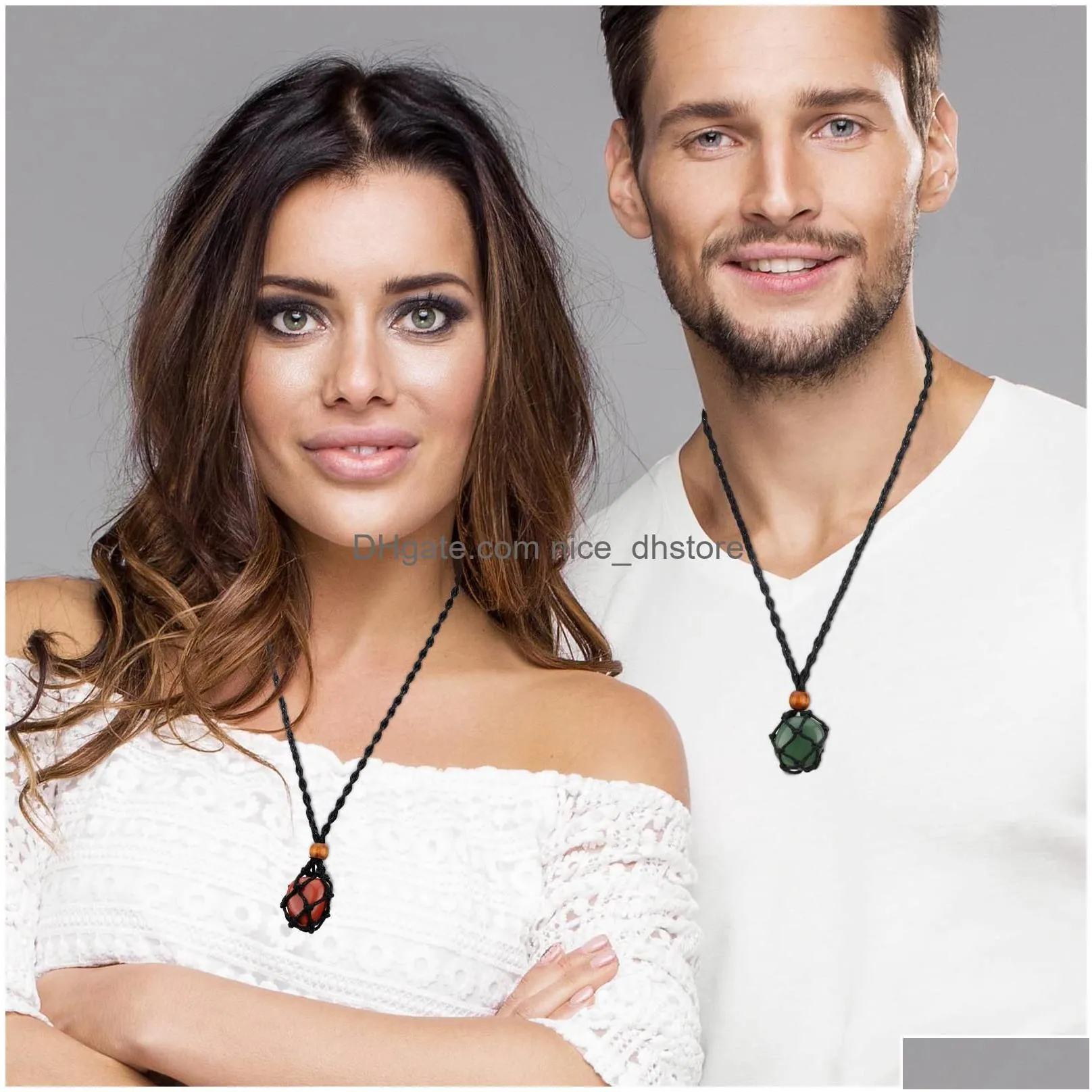 pendant necklaces crystal necklace holder with chakra stone cord for handmade amawv