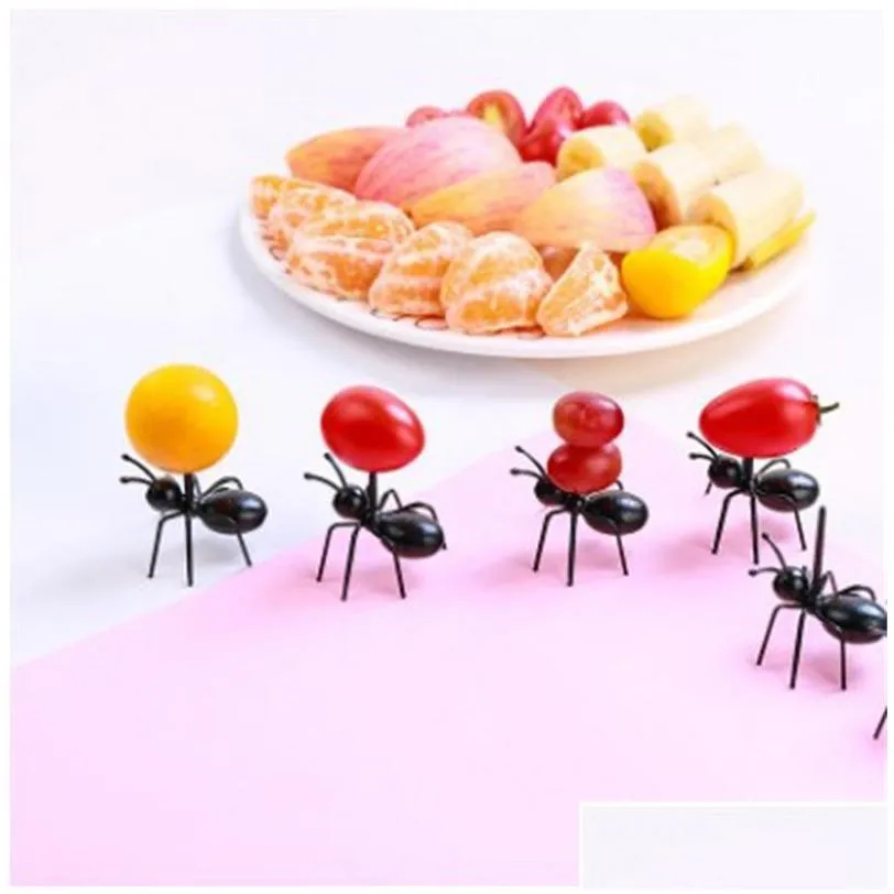 12pcs/set ants food fruit picks fork decoration eco friendly plastic toothpicks snack cake dessert forks party fruits picks