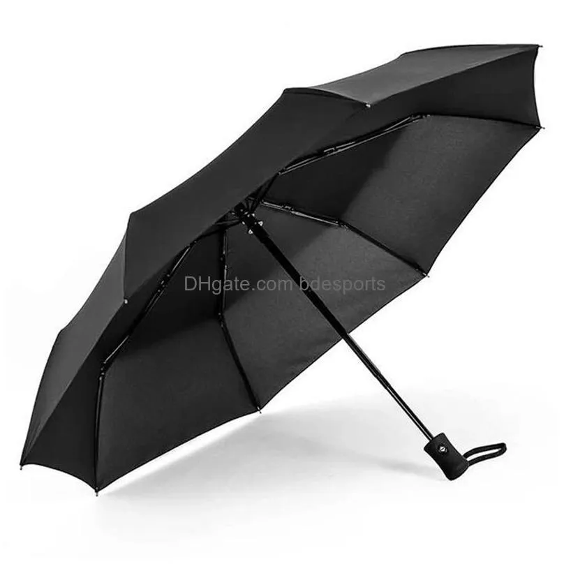 full-automatic umbrella multi colors durable long handle three-fold business umbrella custom creative design promotion umbrella dh0053