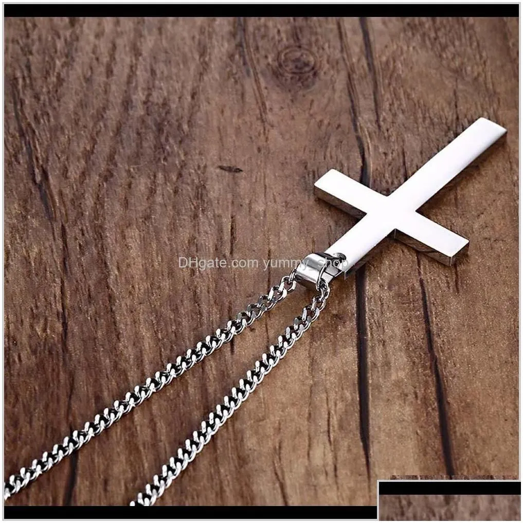 fashion stainless steel necklace for men women gold sier black link chain jesus cross pendant necklaces prayer jewelry cefdh zi6pf