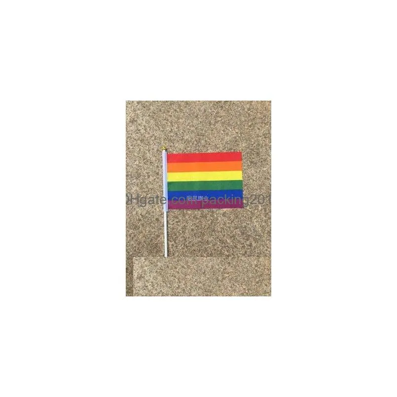 rainbow gay pride stick flag 21x14cm creative hand mini flag portable waving handhold using home festival party decor vt1707