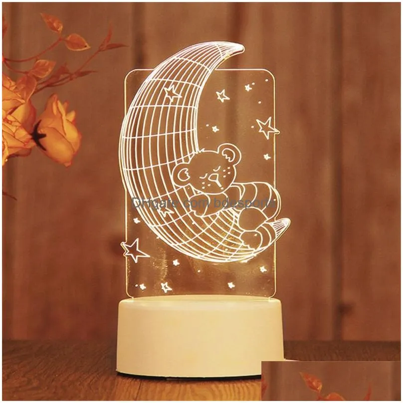 3d night light creative led bedroom decoration small table lamp romantic colorful pattern bedroom decoration gift home decor lamp