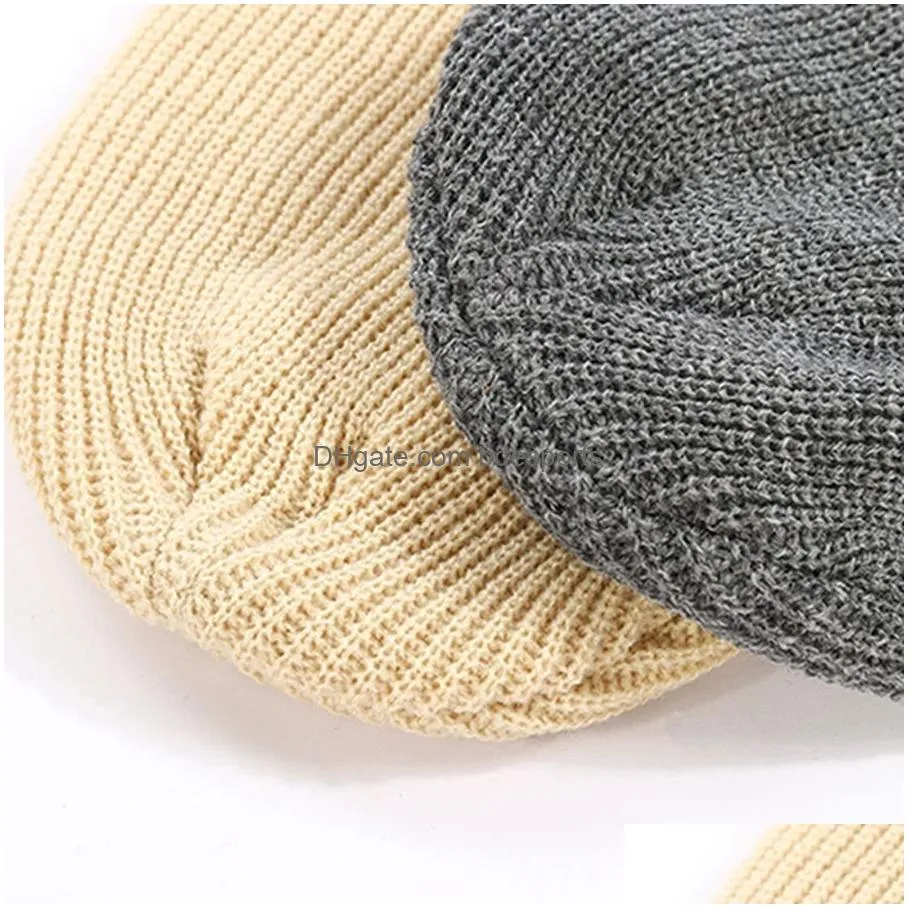 wholesale candy color beanie hat winter knitted woolen warm outdoor sports elastic decor hats slouchy beanie woolen caps dh0509 t03