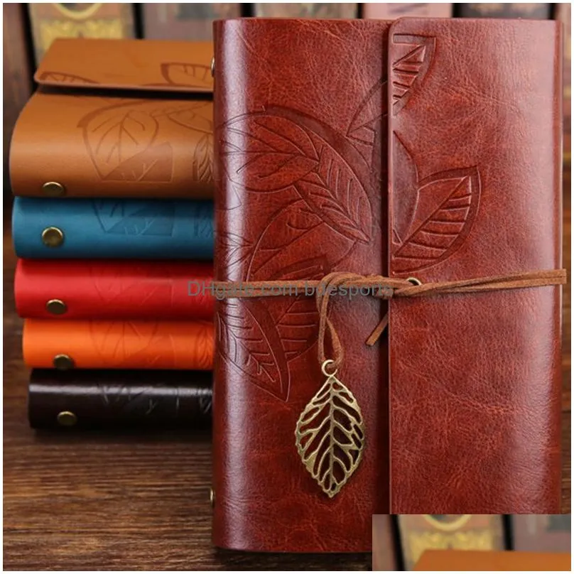 vintage students bandage notebook solid color pu cover leather journal travel diary books retro notepad note book stationery gift