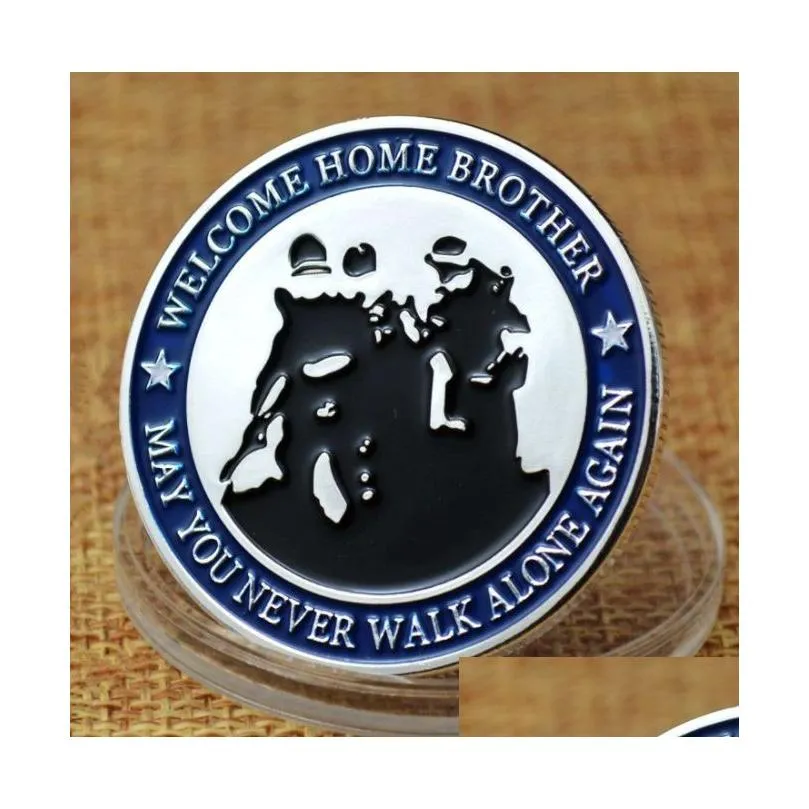 10pcs welcome home brother usa glory  gold plated 1oz challenge commemorative coin art collectible lot