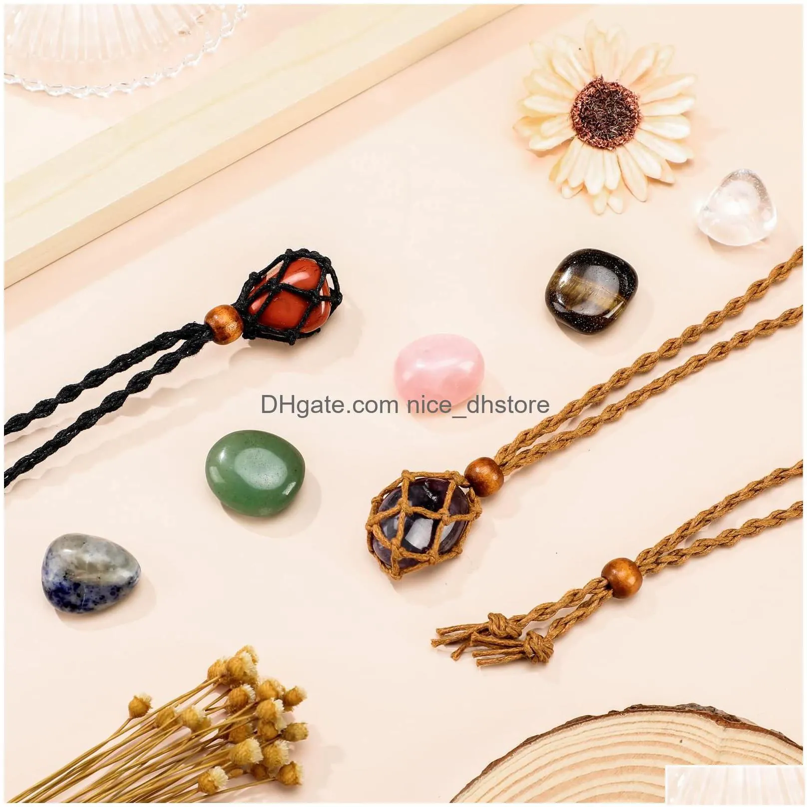 pendant necklaces crystal necklace holder with chakra stone cord for handmade amawv