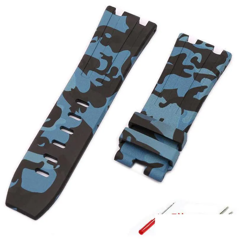 watch accessories 28mm suitable for ap strap high-end camouflage silicone strap pin buckle mens waterproof sports rubber strap h0915