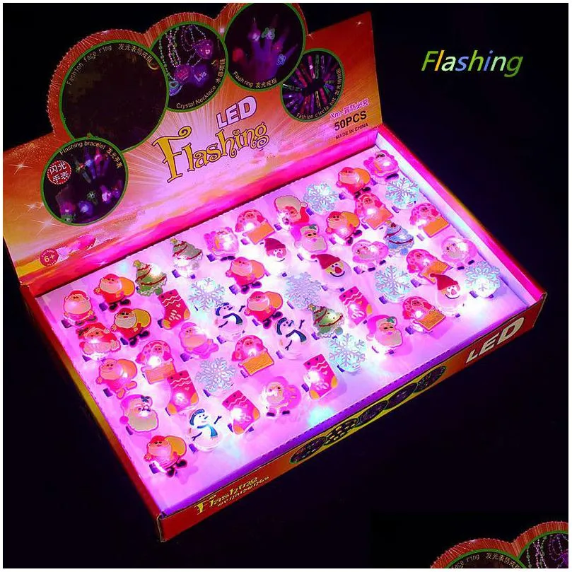 led rave toy 50pcs /pack cartoon finger ring silicone glowing rings flashing led light up toy for kids event party birthday 230710