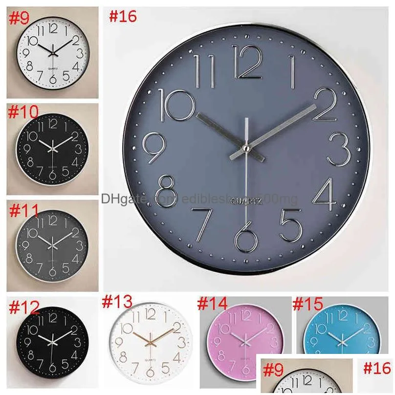 12 inches round mute digital scale wall clock 3d living room bedroom walls clocks home rooms decor hanging punch vtmeb1205