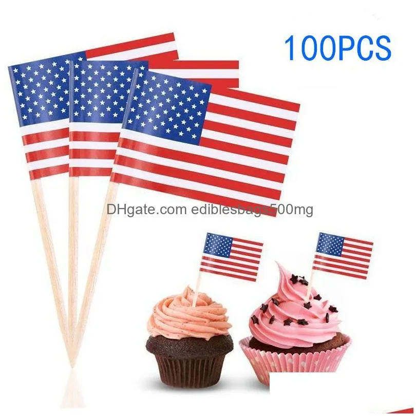 100pcs american toothpicks flag cupcake toppers uk toothpick flag baking cake decor drink beer stick party decoration supplies dbc