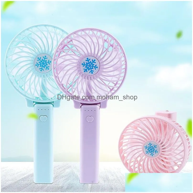 portable usb charging foldable handheld fan 3 speed mini fan with led light adjustable small cooling cooling desktop fans dh1453 t03