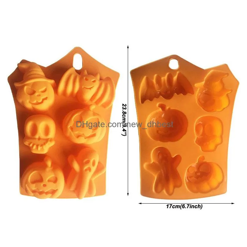 silicone orange chocolate mould halloween diy fondant candy mould skull pumpkin bat silicone cookie chocolate baking mold vt1741