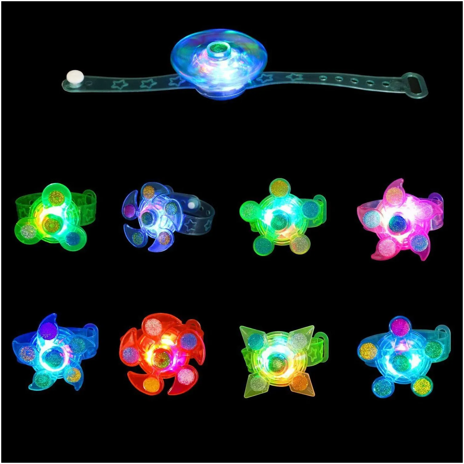 led rave toy 25 pack led light up fidget spinner bracelets party favors for kids glow in the dark party supplies birthday gifts treasure box