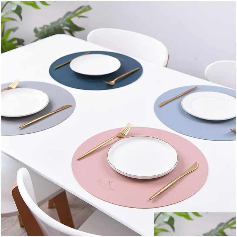 pu faux leather tableware mats waterproof non-slip insulation nordic style christmas dinnerware placemat coaster cup mat