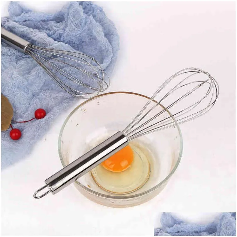 stainless steel balloon wire whisk tools blending whisking beating stirring egg beater durable 4 sizes 6-inch/8-inch/10-inch/12-inch hand held