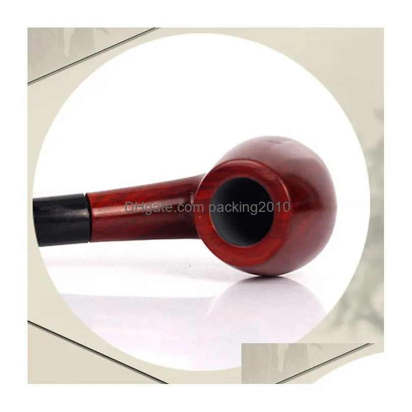 classic tobacco pipe fine and durable sandalwood dark wooden pipe smoking pipe portable easy to clean vt0180