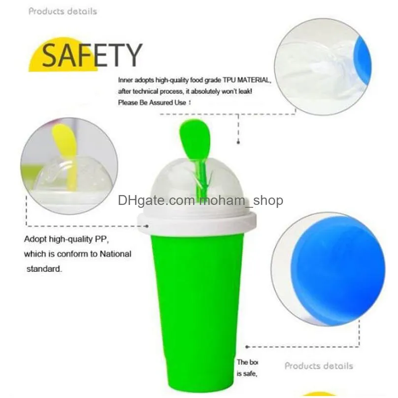 easy diy smoothie cup with straw magic pinch smoothie maker travel camp portable silicone smoothie cup sand ice cream slush maker dbc