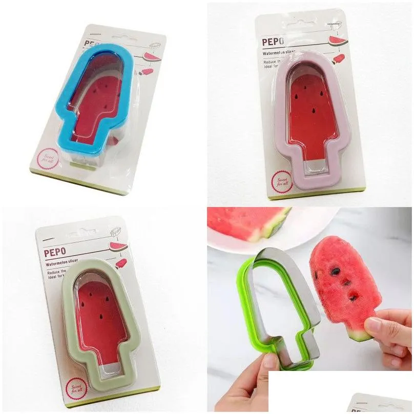 watermelon cutter stainless steel cute design fruit ice cream popsicle slicing gadget tools