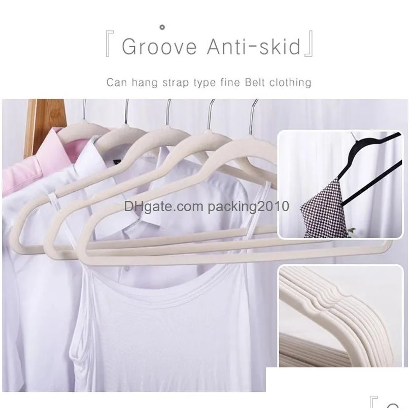 velvet flocking hanger non slip clothes hanger rotatable hook coat hanger no trace pant hangers windproof clothe hangers rack vt0404