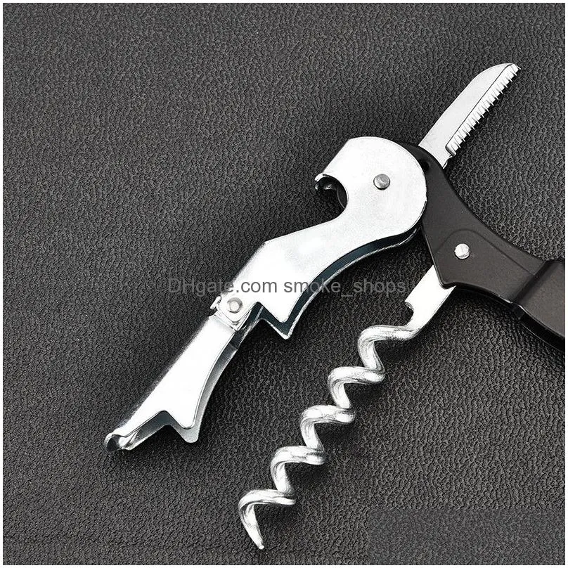 black bottle opener sea horse corkscrew knife pulltap double hinged corkscrew metal wine opener kitchen bar tool gift customized