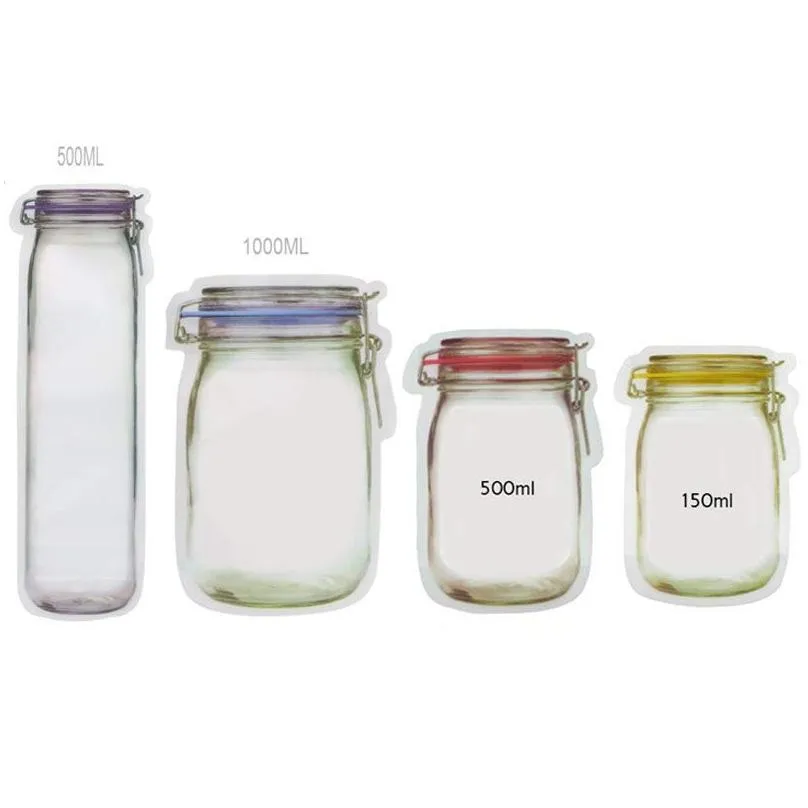 320pcs portable mason jar zipper bags reusable snack saver leak proof food sandwich storage good for travel