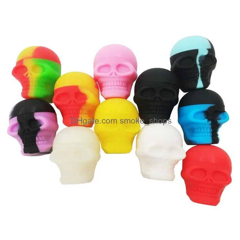 skull silicone dab containers 3ml nonstick cigarette oil wax box cigarette accessories cosmetic case smoke oil organizer vt1975